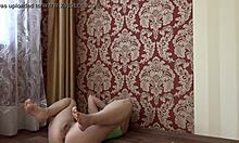 Amateur photo shoot: hairy pussy and big ass in white panties.