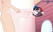 Oozora Subaru and Nakiri Ayame have intense sex! He creampies her big tits in this hentai.