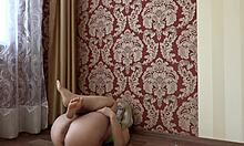 Amateur photo shoot: hairy pussy and big ass in white panties.