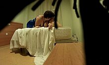 pareja caught in hotel, she rims and fingers his anus in steamy spanish session