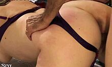 2167 04 - french amateur clothed in black leather mini skirt green satin nightie bra and thong heels blowjob rimming doggystyle facial cumshot