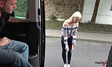 Alluring blonde PICKED-UP and DRILLED HARD in a public van