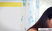 jessica polite pushes miss dylan in a hot steamy lesbian action scene, fingering and using dildo