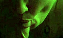 Amateur Luna with tattoos and pierced nipples gives blowjob to old man