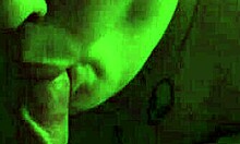 Amateur Luna with tattoos and pierced nipples gives blowjob to old man