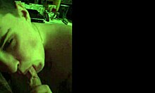 Amateur Luna with tattoos and pierced nipples gives blowjob to old man