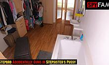 Stepsis Horny for Stepbros Cock After Caught Naked!