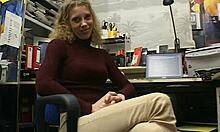 Blonde Teen Masturbates At Work 😏