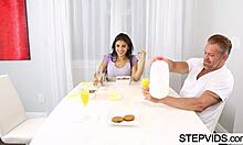 Teen Boldly Bangs with Stepbro and Stepdad in Intense Group Action