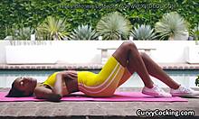 black chick ends workout on hard white cock?