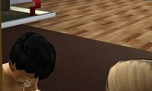 3D Animation: Young Character Sucking In The Bathroom