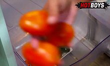 fucking my big cock macho in the kitchen