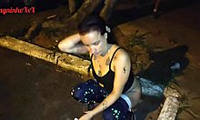 Vagninho And Holy Rubi Boldly Piss And Flash Ass In Public Park