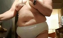 Hey, check out my wife in the kitchen wearing those big panties!