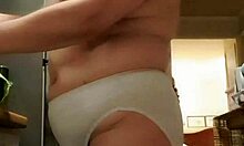 Hey, check out my wife in the kitchen wearing those big panties!