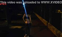 Vagninho And Holy Rubi Boldly Piss And Flash Ass In Public Park