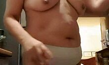 Hey, check out my wife in the kitchen wearing those big panties!