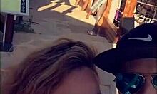 Milf slut flashes in cap dagde during interracial encounter.