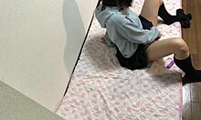 Amateur Japanese girl cums hard from her first masturbation session