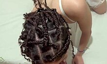 Amateur slut swallows cum in blowbang facials and fucking