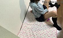 Amateur Japanese girl cums hard from her first masturbation session