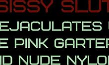 Sissy Slut Quickly Ejaculates Wearing Vintage Pink Garter Belt And Nude Nylons Simon Latexa