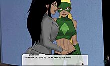 Watch Cheshire and Artemis' playful fingering in DC Comics cosplay?