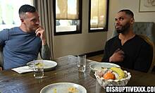 Gay sex with ex-boyfriend turns hardcore and interracial.