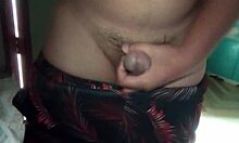 Teenage boy self-pleasures with creamy release