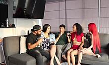 in this holiday party, mia fenix, rosario, and amira engage in a wild group orgy