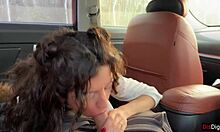 Risky car sex ends with huge facial 😏