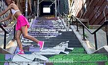 hairy babe dancing with nip slip upskirt in public 😜