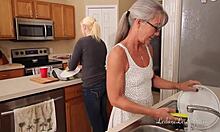 I love watching these tanned mature ladies with shaved pussy in wild FFM group.