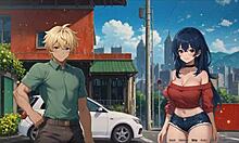 bluring walls in hentai game ep 1, girlfriend's ass exposed