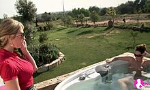 Chatting about lesbian jacuzzi sex with kissing and outdoor vibes from Viv Thomas HD