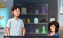 In summertime saga episode 76, the brunette amateur with small tits engages in erotic homemade scenes in the anime game.