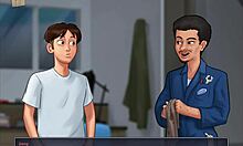 In summertime saga episode 76, the brunette amateur with small tits engages in erotic homemade scenes in the anime game.