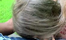 Lesbian best friend turns to sucking cock on park bench