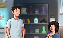 In summertime saga episode 76, the brunette amateur with small tits engages in erotic homemade scenes in the anime game.