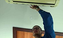 Oh man, the handyman cleaned the air conditioner and drilled the girls holes with his tool, unbelievable