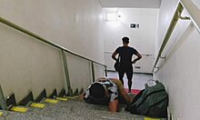 i found two guys fucking on shopping stairs and joined the bareback action.