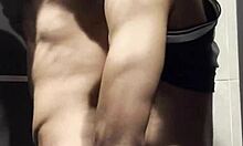 took this muscular stud to the gym bathroom for some wild action