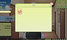 Summer Clover harem hentai game ep 10, cumming twice on cute brunette face.