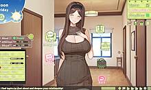 Summer Clover harem hentai game ep 10, cumming twice on cute brunette face.