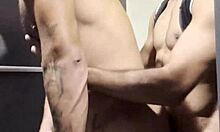 took this muscular stud to the gym bathroom for some wild action