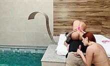 Dwarf Struggles With Two Slutty Cowgirls - Blonde And Redhead Cumming In Group Fun