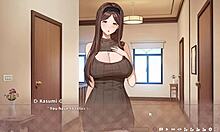 Summer Clover harem hentai game ep 10, cumming twice on cute brunette face.