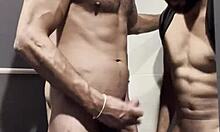 took this muscular stud to the gym bathroom for some wild action