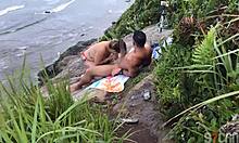 Look at this guy banging a hot blonde latina on Itanhaem beach