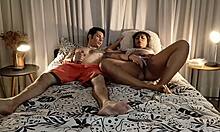 She Lets Cousin Stay, They Masturbate Each Other Then Fuck Sideways